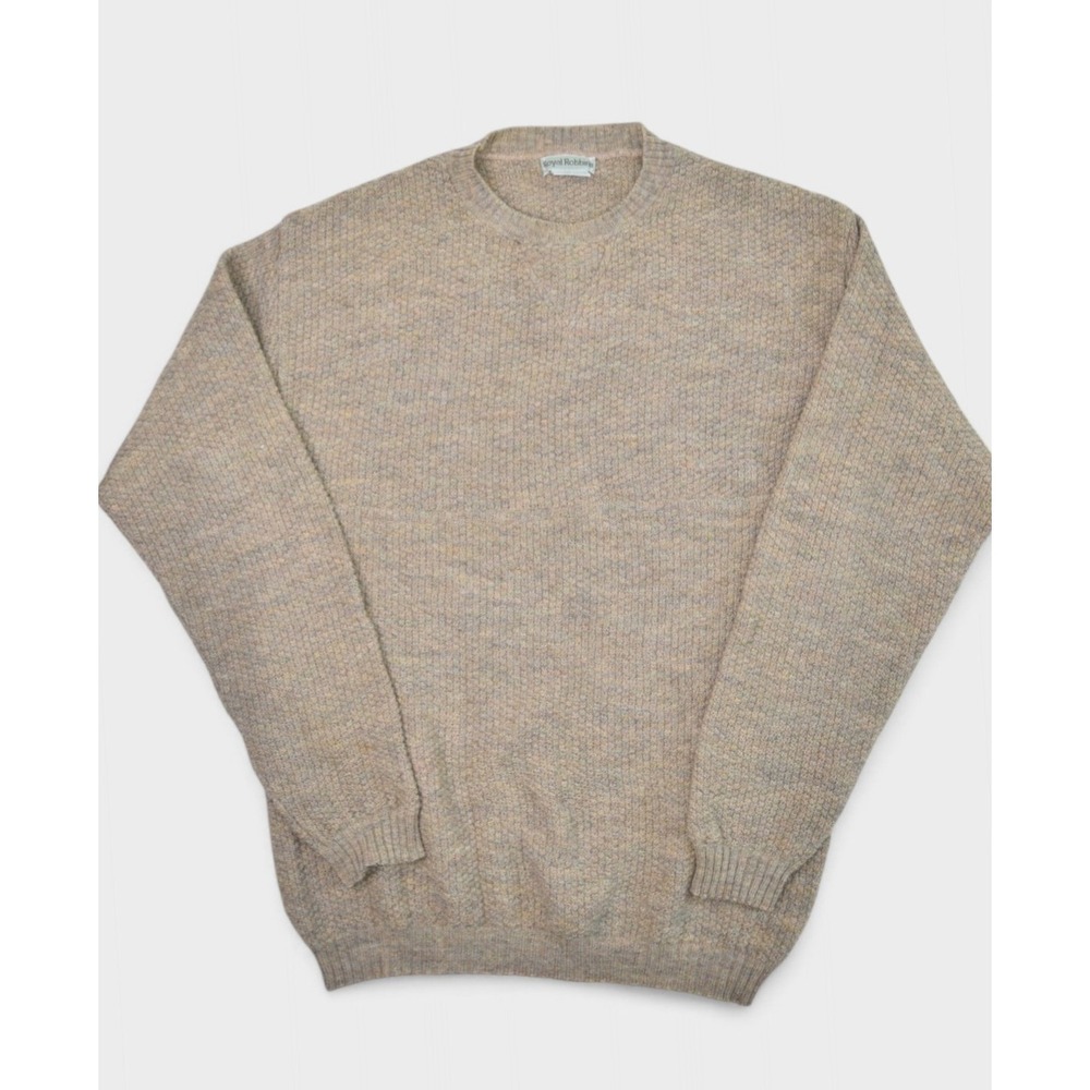 Royal Robbins Sweater Mens XL Brown Wool Crewneck Donegal Pullover Vintage USA